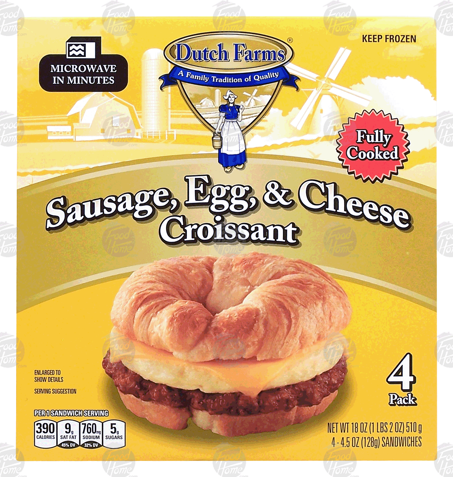 Dutch Farms  sausage, egg & cheese croissant, frozen, 4-pack Full-Size Picture